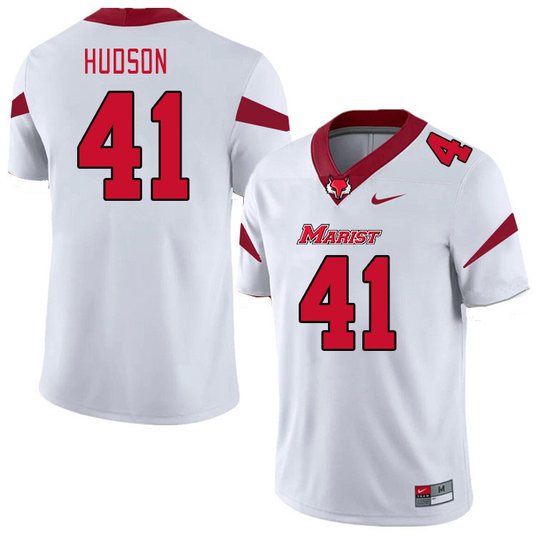 Men-Youth #41 Tyrese Hudson Marist Red Foxes 2023 College Football Jerseys Stitched-White